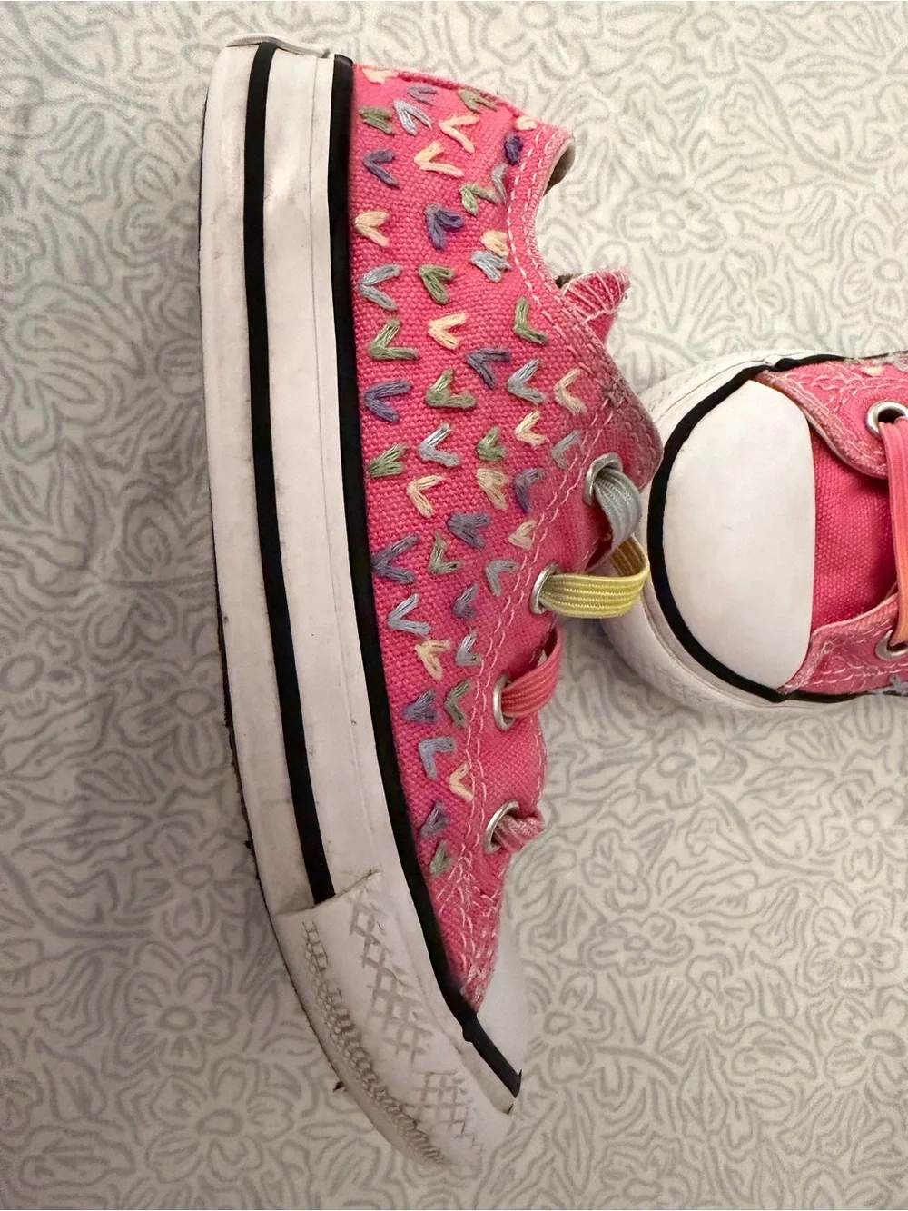 Converse All Star Kids Pink Custom Embroidered Canvas Sneakers